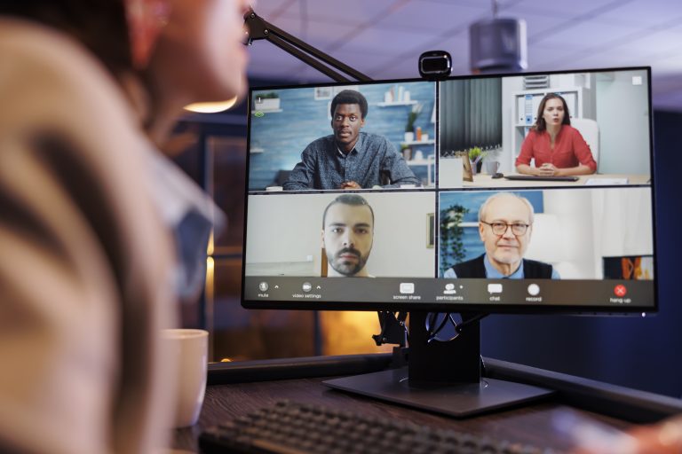 Entrepreneur woman discussing marketing statistics